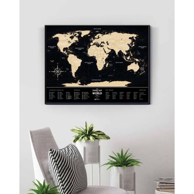 1DEA_Travel Map® Black World_מפת עולם לגירוד - רקע שחור