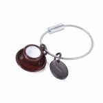TROIKA COFFEE CUP AND COFFEE BEAN CHARM KEY RING