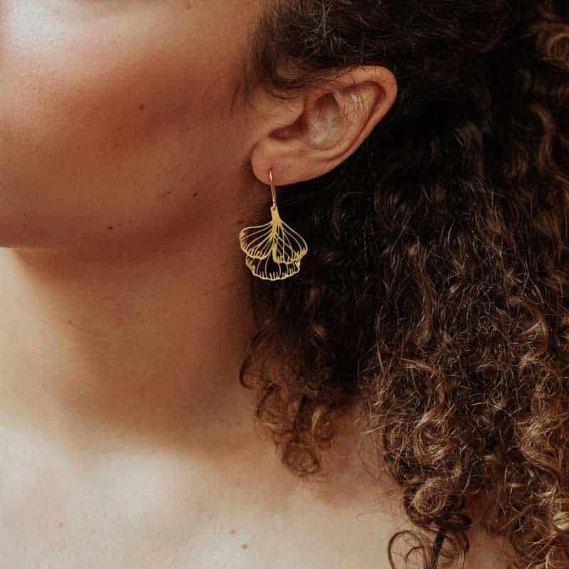RAS- Ginkgo Biloba Gold Earring