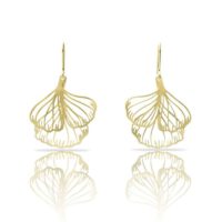 עגילים בציפוי זהב RAS- Ginkgo Biloba Gold Earring