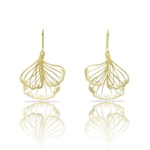 עגילים בציפוי זהב RAS- Ginkgo Biloba Gold Earring
