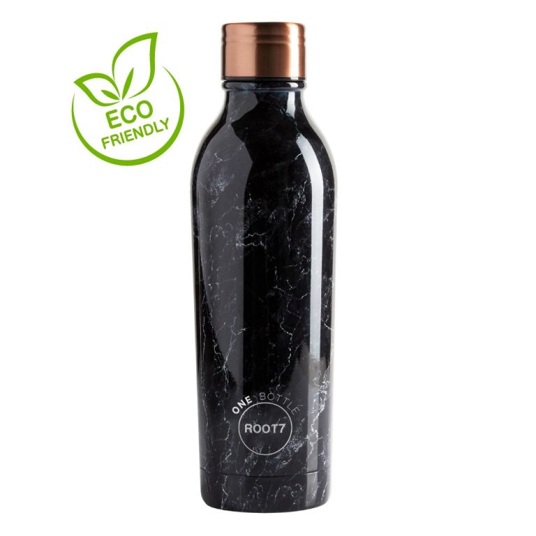 בקבוק מעוצב Root7 Classic - שחור שיש, בקבוק מעוצב רוט7, בקבוק גדול לשתיה, בקבוק לשתיה 750 מ"ל, בקבוק מעוצב שחור שיש, מתנה לעובדים, בקבוק שומר קור וחום