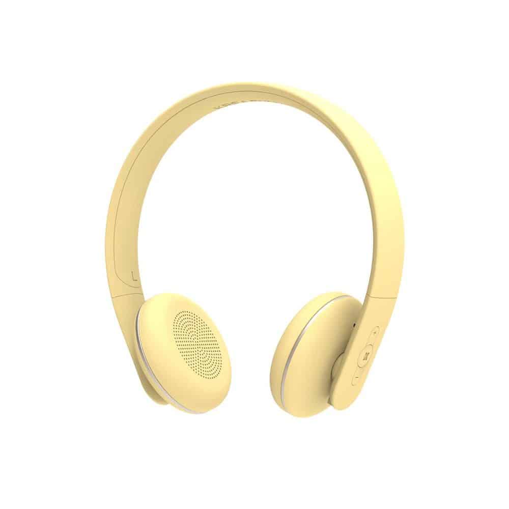 אוזניות אלחוטיות בצבע צהוב בננה Kreafunk aHEAD II Bluetooth Headphone, אוזניות מעוצבות, אוזניות בצבע צהוב, אוזניות מינימליסטיות, אוזניות דוחות מים, אוזניות עם בידוד רעשים אקטיבי, אוזניות עם טעינה מהירה, מתנה לעובדים