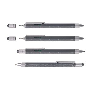 TROIKA Multitasking ballpoint pen _CONSTRUCTION_ GREY עט טרויקה בצבע כסף עם אפור, עט כדורי משוכלל