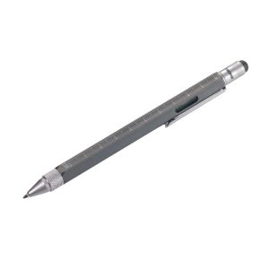 TROIKA Multitasking ballpoint pen _CONSTRUCTION_ GREY עט טרויקה בצבע כסף עם אפור, עט כדורי משוכלל