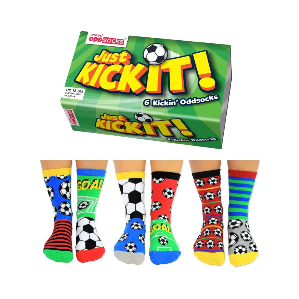 ODD SOCKS - גרביים צבעוניות עם כדורגל לילדים – KICK IT, גרביים שונות, גרבי ילדים מעוצבות