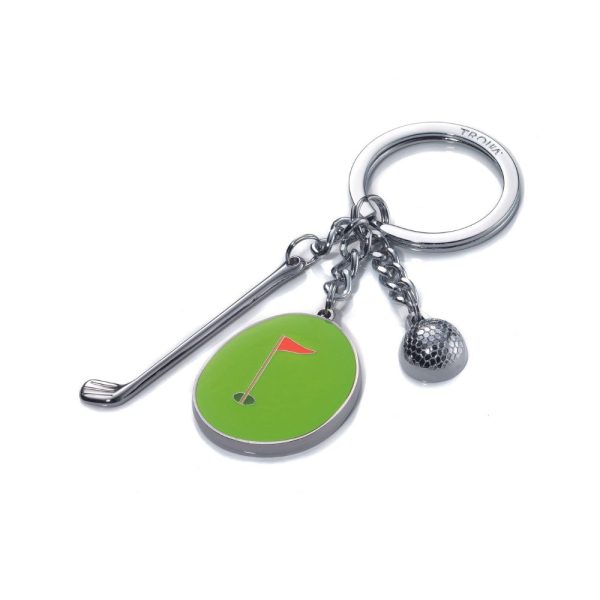 TROIKA HOLE IN ONE GOLF-THEMED CHARM KEYCHAIN מחזיק מפתחות בצורת גולף, מחזיק מפתחות מעוצב של טרויקה, מחזיק מפתחות ייחודי