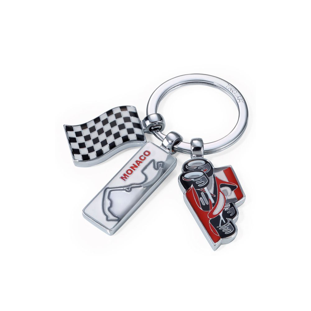 TROIKA- RACING KEY HOLDER with 3 charms, race car, cheque מחזיק מפתחות -עם 3 תליונים, מחזיק מפתחות של טרויקה, מחזיק מפתחות מעוצב