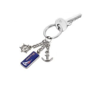 Troika Metal Keyring 3 CHARMS SAILING ANCHOR מחזיק מפתחות בהשראת הפלגה בים, מחזיק מפתחות של טרויקה