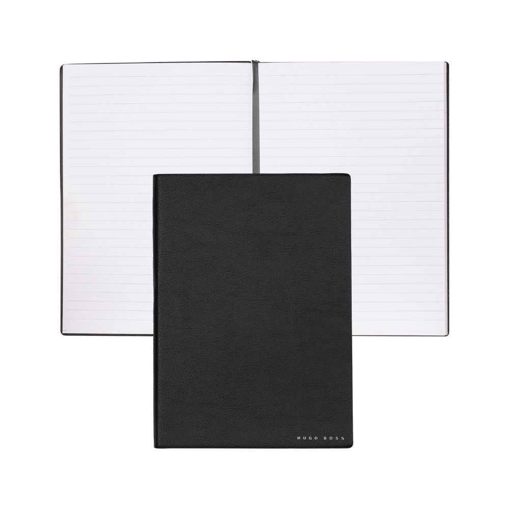 מחברת שורות שחורה הוגו בוס -Hugo Boss Notebook A5 Essential Storyline, מחברת שחורה, מחברת הוגו בוס, מחברת שורות, מחברת אלגנטית