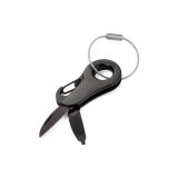 מחזיק מפתחות עם 6 פונקציות - TOOLBERT POCKET TOOL טרויקה, מחזיק מפתחות שימושי, מחזיק מפתחות עם פותחן בקבוקים, מחזיק מפתחות שחור