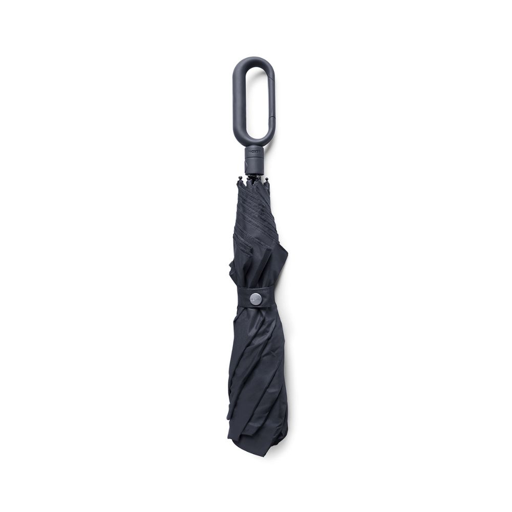 LEXON MINIHOOK BLACK UMBRELLA מטריה מתקפלת בצבע שחור עם וו לתליה -לקסון, מטריה עם אחיזה נוחה