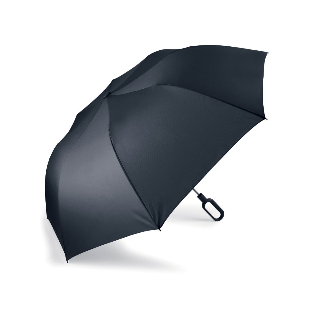 LEXON MINIHOOK BLACK UMBRELLA מטריה מתקפלת בצבע שחור עם וו לתליה -לקסון, מטריה עם אחיזה נוחה