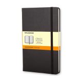 MOLESKINE CLASSIC L BLACK מחברת שורות עם כריכה קשה, מחברת בצבע שחור, מחברת שורות של מולסקין, מחברת שורות אלגנטית, מחברת A5