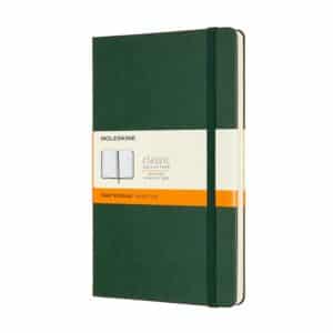 MOLESKINE CLASSIC L DARK GREEN מחברת שורות עם כריכה קשה, מחברת בצבע ירוק כהה, מחברת שורות של מולסקין, מחברת שורות אלגנטית, מחברת A5