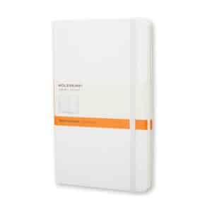 MOLESKINE CLASSIC L ORAN WHITE מחברת שורות עם כריכה קשה, מחברת בצבע לבן, מחברת שורות של מולסקין, מחברת שורות אלגנטית, מחברת A5