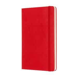 MOLESKINE CLASSIC L RED מחברת שורות עם כריכה קשה, מחברת בצבע אדום, מחברת שורות של מולסקין, מחברת שורות אלגנטית, מחברת A5