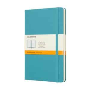 MOLESKINE CLASSIC L REEF BLUE מחברת שורות עם כריכה קשה מחברת בצבע טורקיז, מחברת שורות של מולסקין, מחברת שורות אלגנטית, מחברת A5