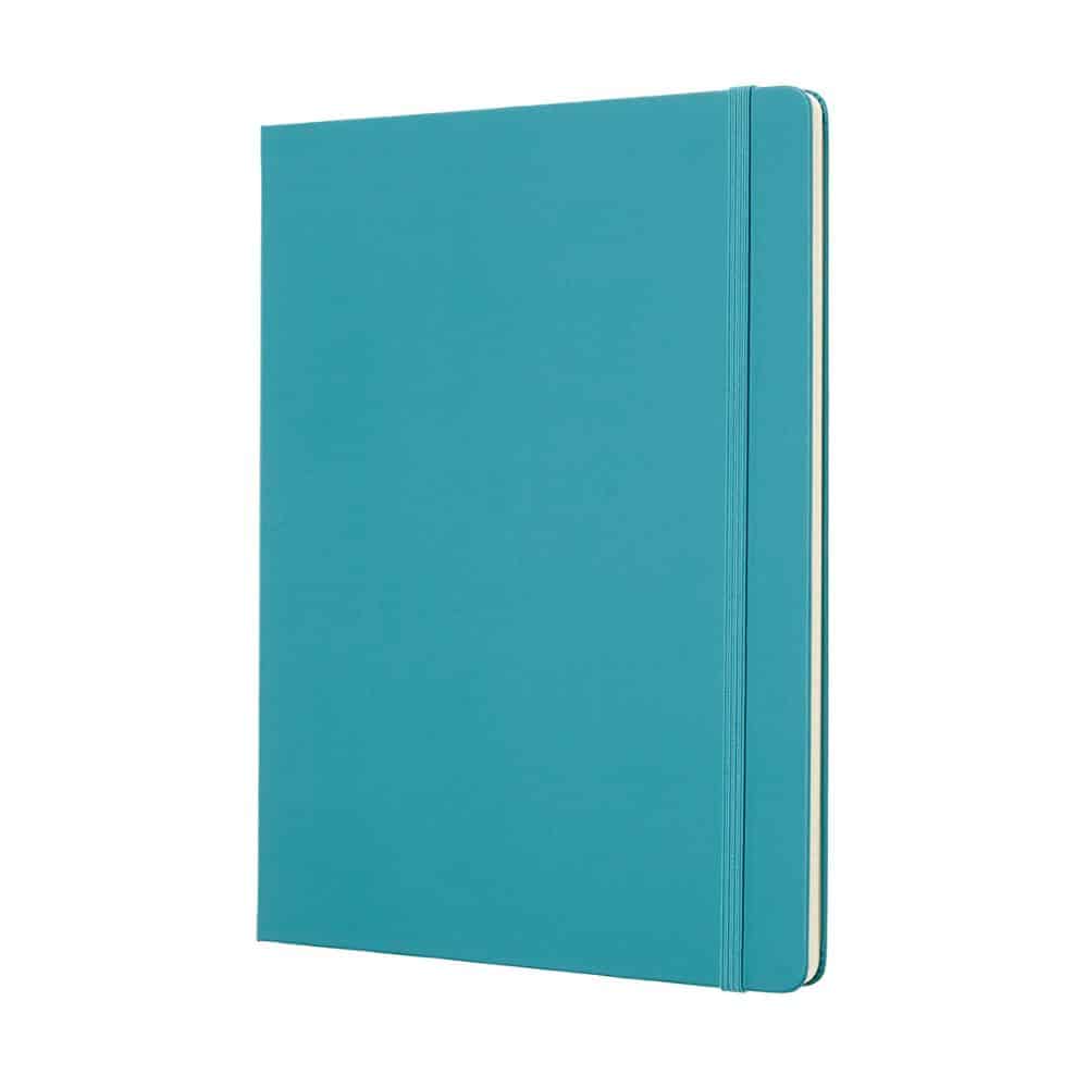 MOLESKINE Notebook XL מחברת שורות, מחברת מולסקין גדולה, מחברת שורות בצבע טורקיז, מחברת שורות עם כריכה קשה