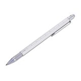 TROIKA CONSTRUCTION SLIM MULTITASKING BALLPOINT בצבע כסף, עט קונסטרקשיין עם סטיילוס, עט קונסטרקשיין סלים, עט של טרוקיה, עט שהוא גם סרגל
