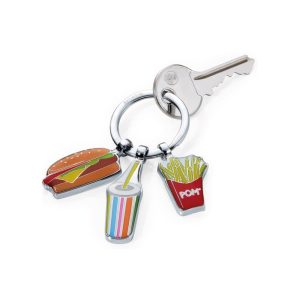 TROIKA KEY HOLDERS I LOVE BURGERS - מחזיק מפתחות המבורגר _3 תיליונים, מחזיק מפתחות של טרויקה