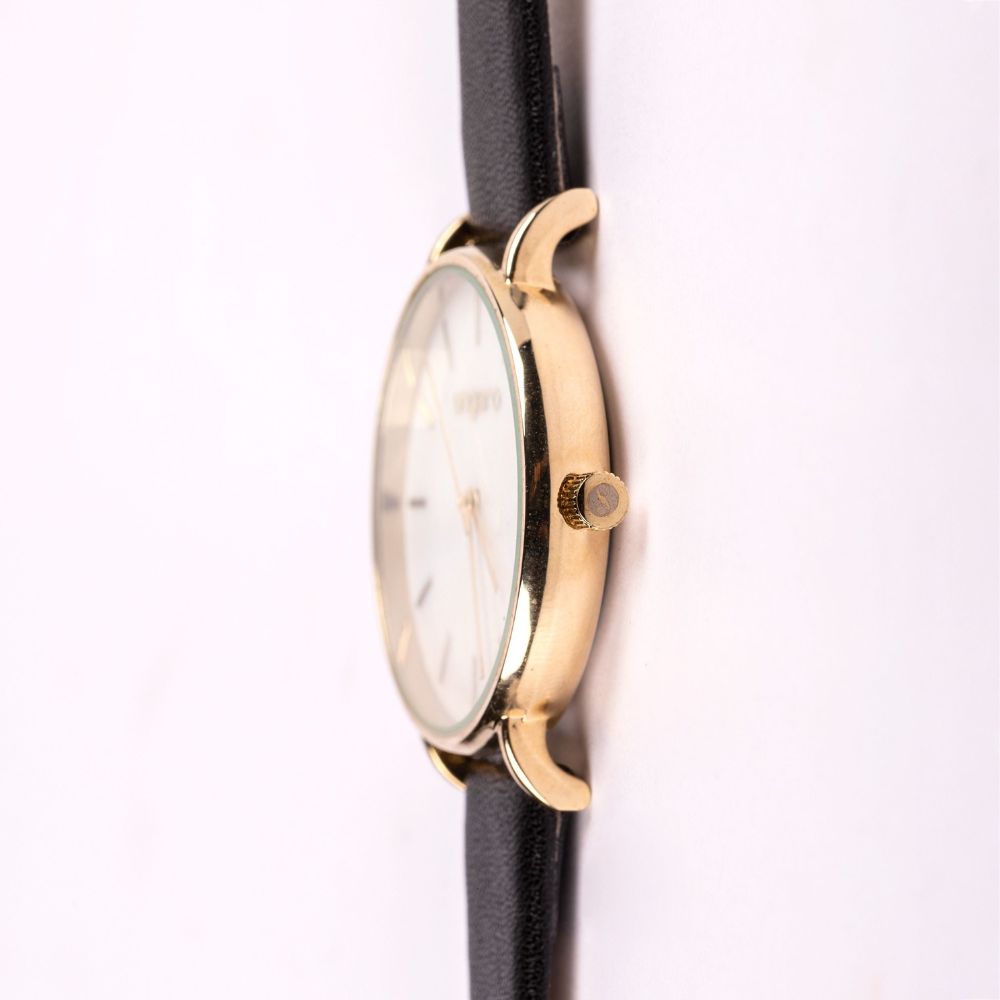 שעון יוקרתי לאישה - Ungaro Watch Paola Black, שעון אונגרו לאישה, שעון עם רצועת עור איכותית