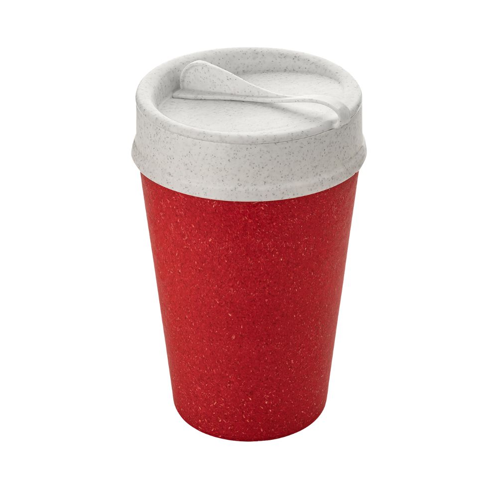 KOZIOL Double walled Cup with lid 400ml SOTOGO organic red כוס לשתיה חמה בצבע אדום, קוזיאול, כוס אורגנית