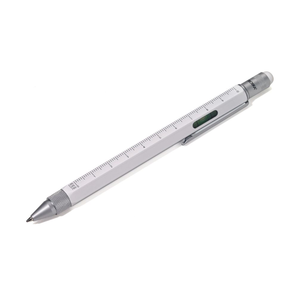 TROIKA Multitasking ballpoint pen _CONSTRUCTION_ WHITE עט טרויקה בצבע לבן, עט כדורי משוכלל