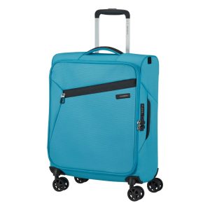 SAMSONITE LITEBEAM - מזוודת טרולי בצבע טורקיז סמסוניית, מזוודת עליה למטוס 20 אינץ', מזוודת סמסונייט 4 גלגלים