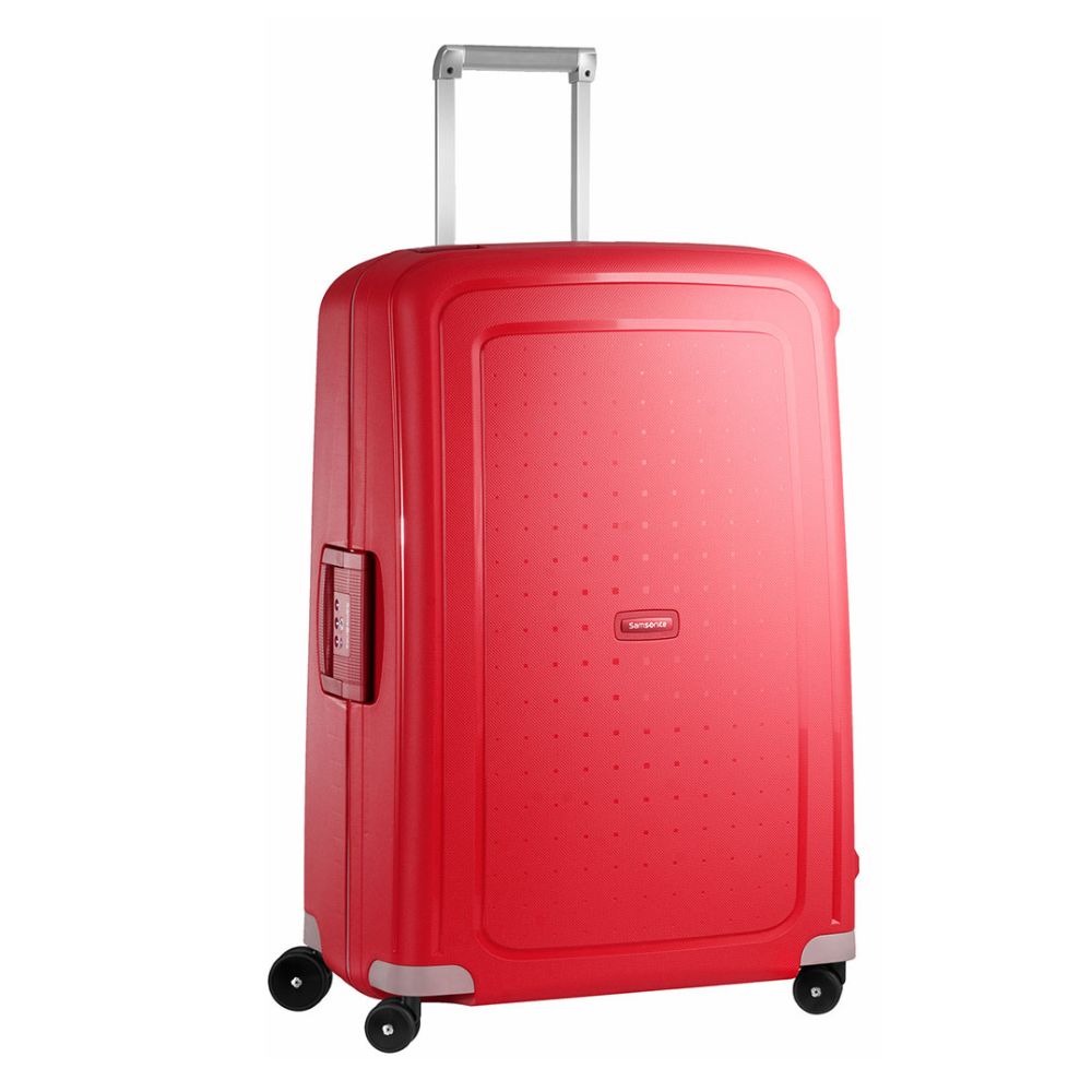 SAMSONITE S'CURE SPINNER -CRIMSON RED , מזוודת סמסונייט בצבע אדום בגודל 30 אינץ', מזוודה מעוצבת סמסונייט, מתנה לעובדים ולעובדות