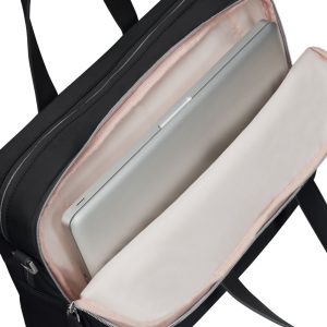 SAMSONITE ECO WAVE - תיק צד למחשב נייד 15.6 אינץ - סמסונייט, תיק צד למחשב נייד עם שני תאים, תיק צד אלגנטי למחשב נייד, תיק צד אלגנטי לנשים בצבע שחור