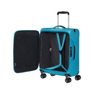 SAMSONITE LITEBEAM - מזוודת טרולי בצבע טורקיז סמסוניית, מזוודת עליה למטוס 20 אינץ', מזוודת סמסונייט 4 גלגלים