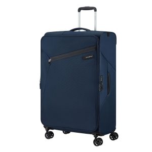 SAMSONITE LITEBEAM SPINNER EXPANDABLE - מזוודת סמסונייט מתרחבת בצבע כחול כהה, מזוודה מעוצבת גדולה, מזוודה רכה, מתנה לעובדים, מזוודה 28 אינץ, מזוודת סמסונייט 28 אינץ'