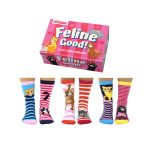 גרביים צבעוניות - FELINE GOOD - יונייטד סוקס - unitedoddsocks, גרביים באיור חתולים, גרביים עם חתולים, גרביים עם איורי חתולים למבוגרים
