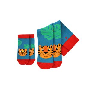 DADDY AND ME - TIGER - AGE 1-2 - גרביים מעוצבות יונייטד אוד סוקס -unitedoddsocks, גרביים תואמות לאבא ולתינוק, גרביים לגיל שנה עד שנתיים