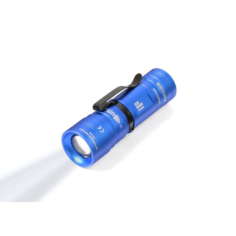 פנס מגנטי קטן נטען TROIKA ECO BEAM בצבע כחול- טרויקה, פנס נטען USB, פנס קטן שחור, פנס קטן חזק, פנס למטיילים