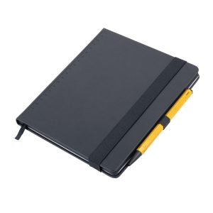 פנקס a5 שחור דמוי עור עם עט construction basic מעוצב